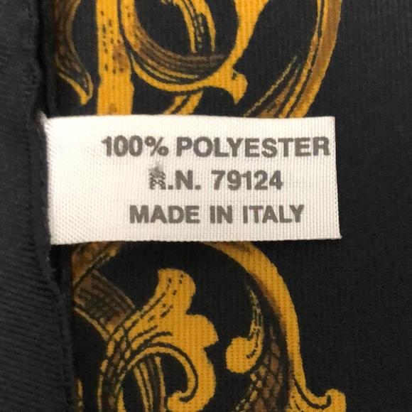 Fashionable Timeless Black White Gold Square Scarf Shawl. Made in Italy. VTG  EC - Picture 6 of 15